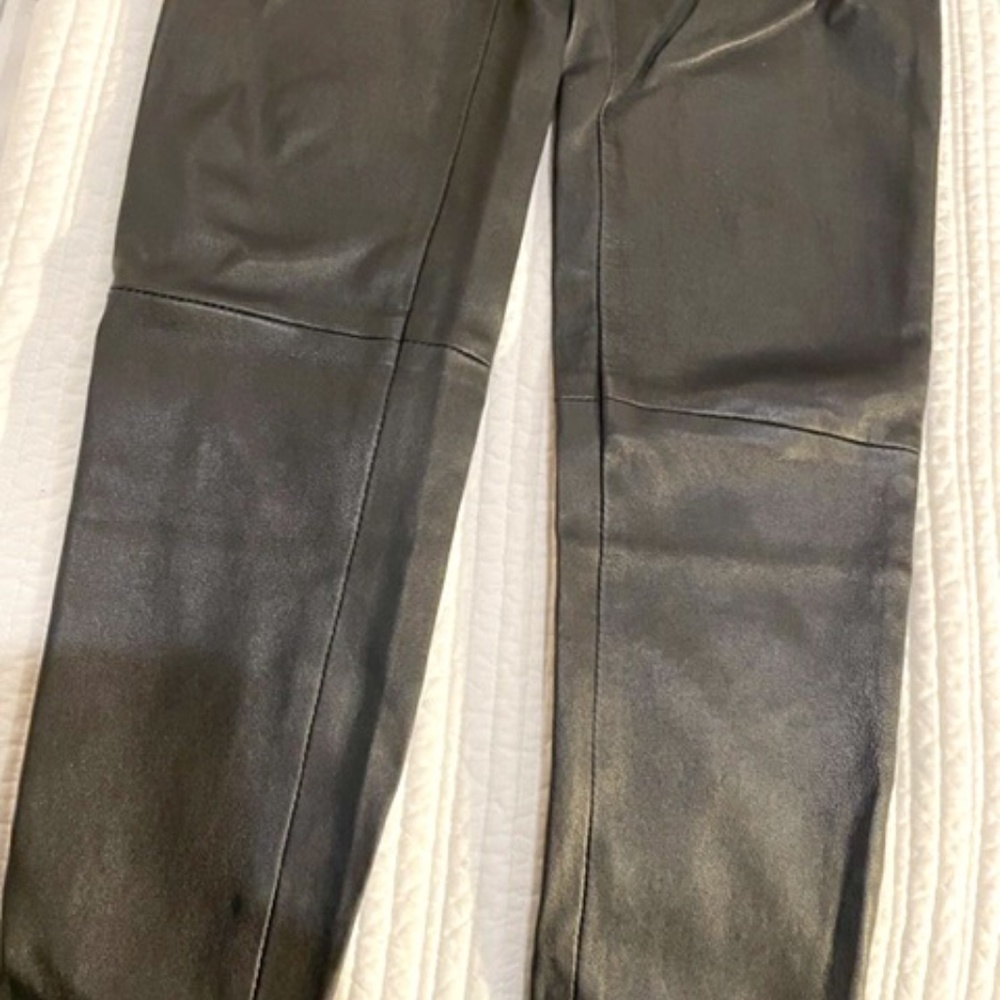 Black Leather Skinny Zipper leggings by Mackage
